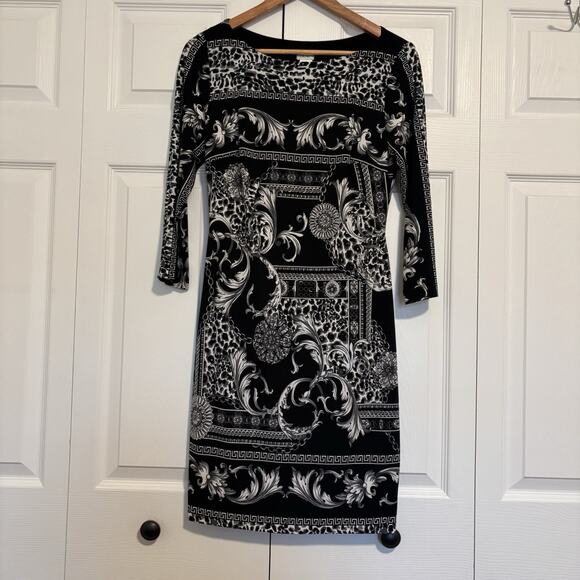 Women’s Cache Black White Stretch Dress Size 6 - Picture 1 of 6